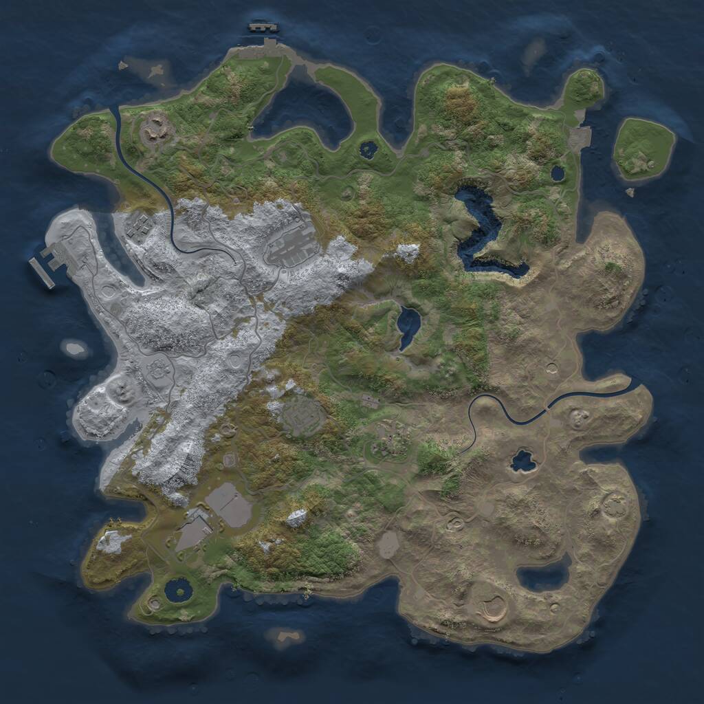 Rust Map: Procedural Map, Size: 4000, Seed: 264298, 13 Monuments