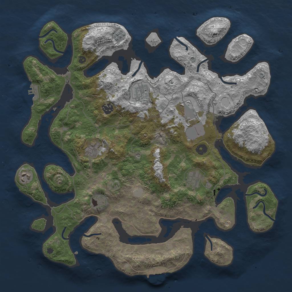 Rust Map: Procedural Map, Size: 4000, Seed: 16216, 16 Monuments