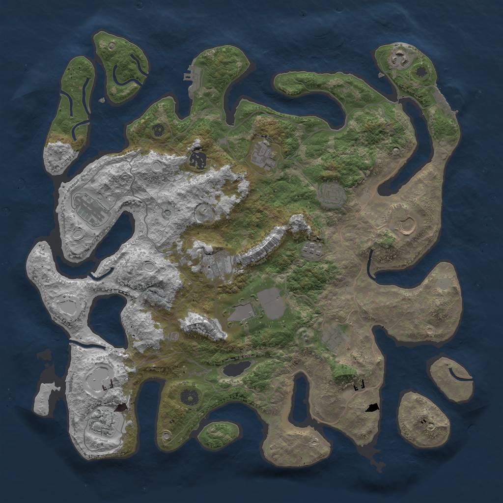 Rust Map: Procedural Map, Size: 4250, Seed: 874579607, 19 Monuments