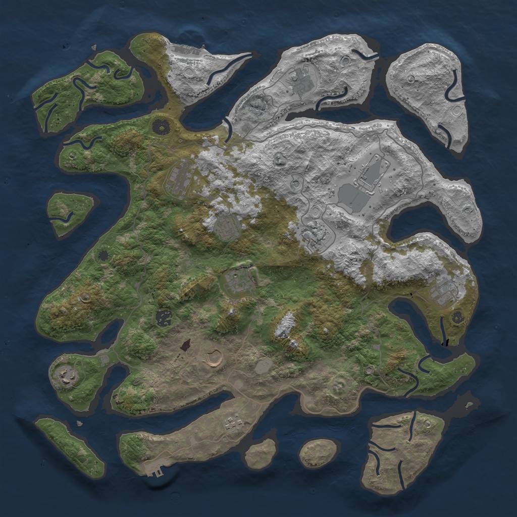 Rust Map: Procedural Map, Size: 4500, Seed: 1970, 19 Monuments