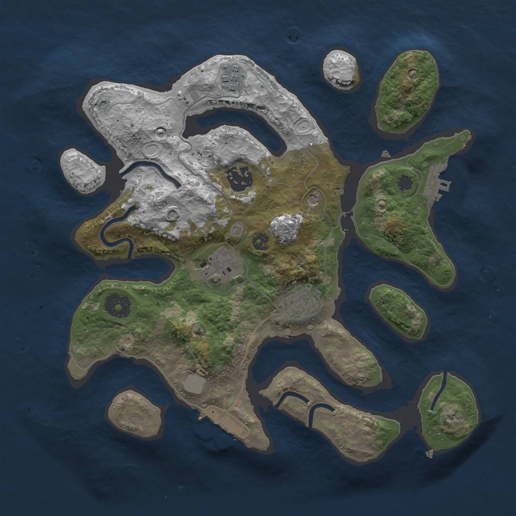 Rust Map: Procedural Map, Size: 3000, Seed: 851201, 12 Monuments