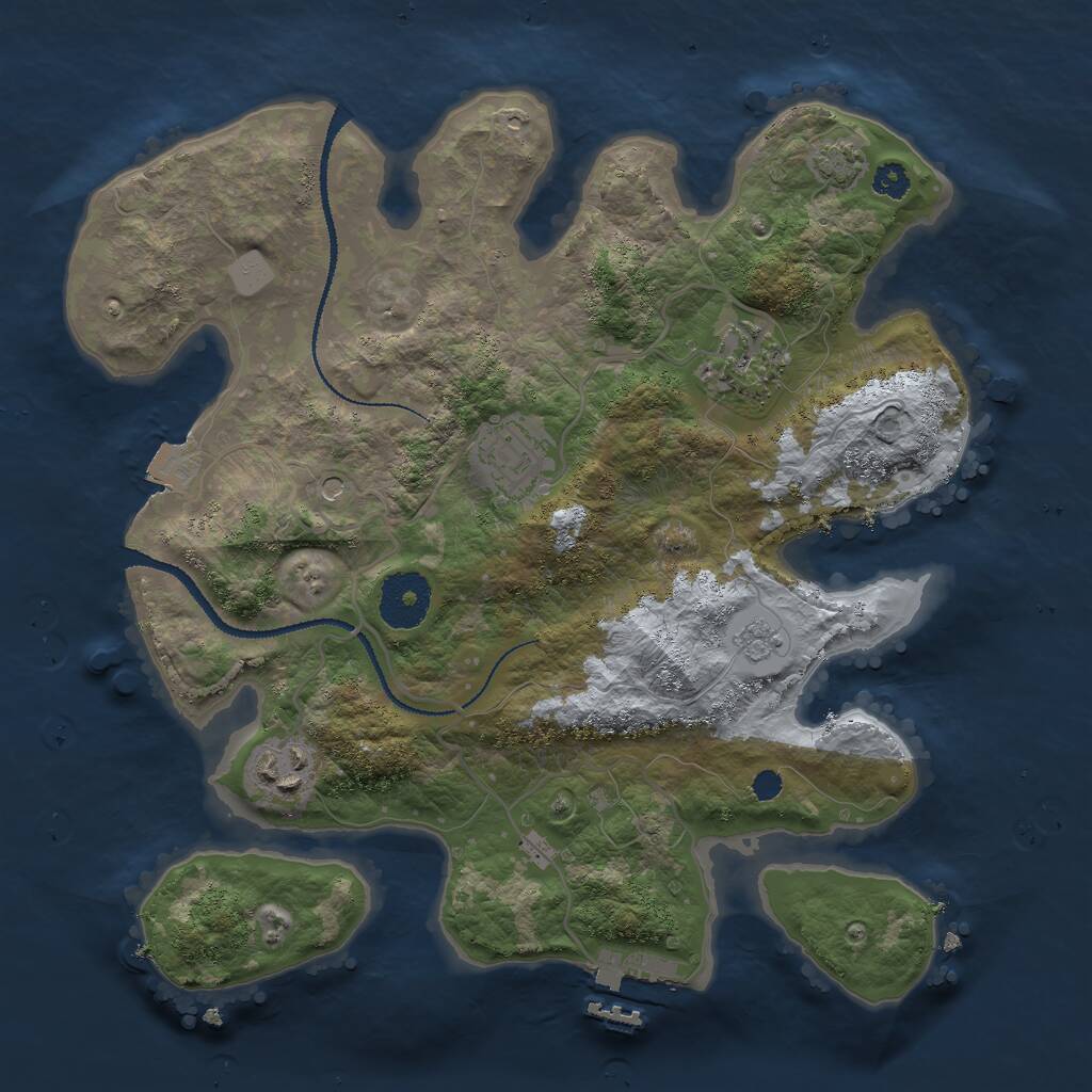 Rust Map: Procedural Map, Size: 3000, Seed: 417091, 8 Monuments