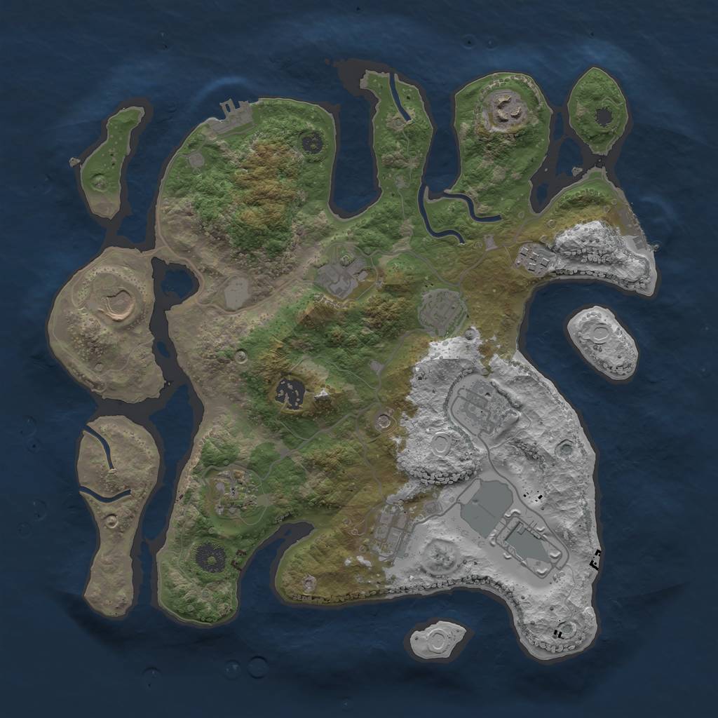 Rust Map: Procedural Map, Size: 3500, Seed: 934741257, 18 Monuments