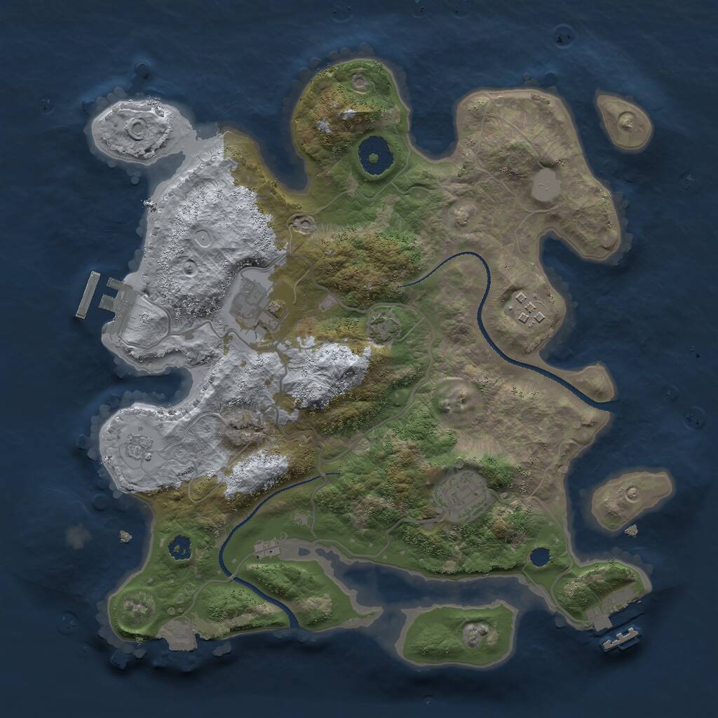 Rust Map: Procedural Map, Size: 3000, Seed: 893019, 8 Monuments