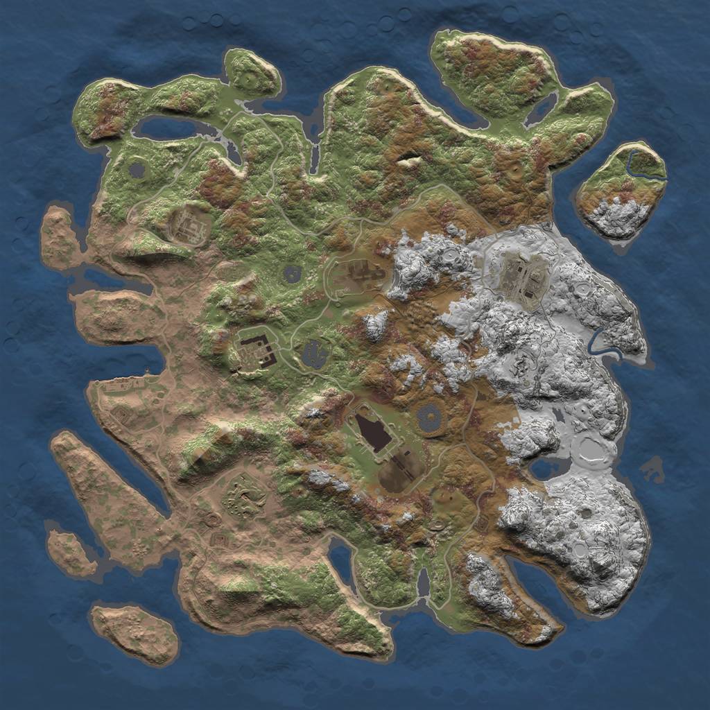 Rust Map: Procedural Map, Size: 4000, Seed: 647656, 12 Monuments