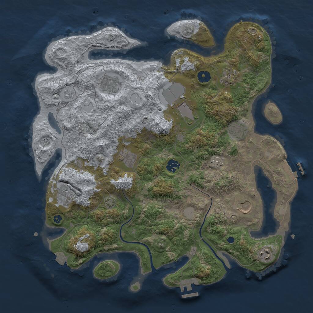Rust Map: Procedural Map, Size: 3750, Seed: 407958481, 16 Monuments