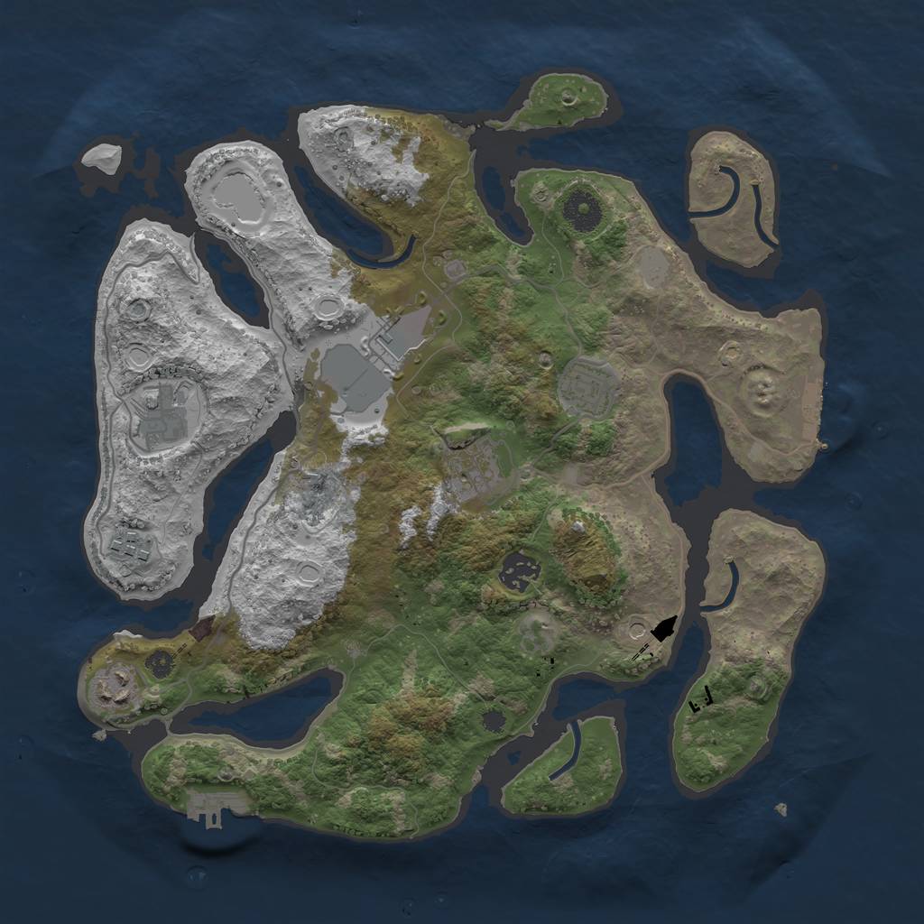 Rust Map: Procedural Map, Size: 3550, Seed: 675186, 15 Monuments