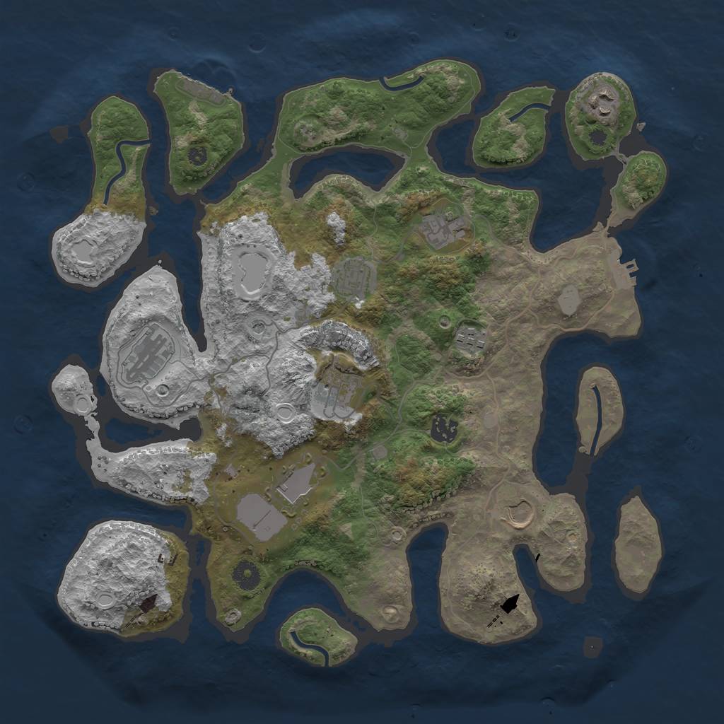 Rust Map: Procedural Map, Size: 3850, Seed: 28102, 17 Monuments