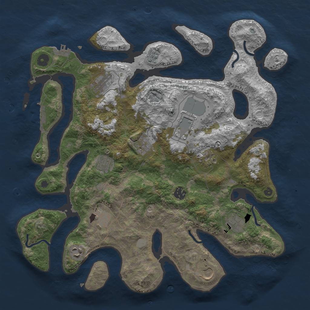Rust Map: Procedural Map, Size: 3850, Seed: 1128850049, 19 Monuments