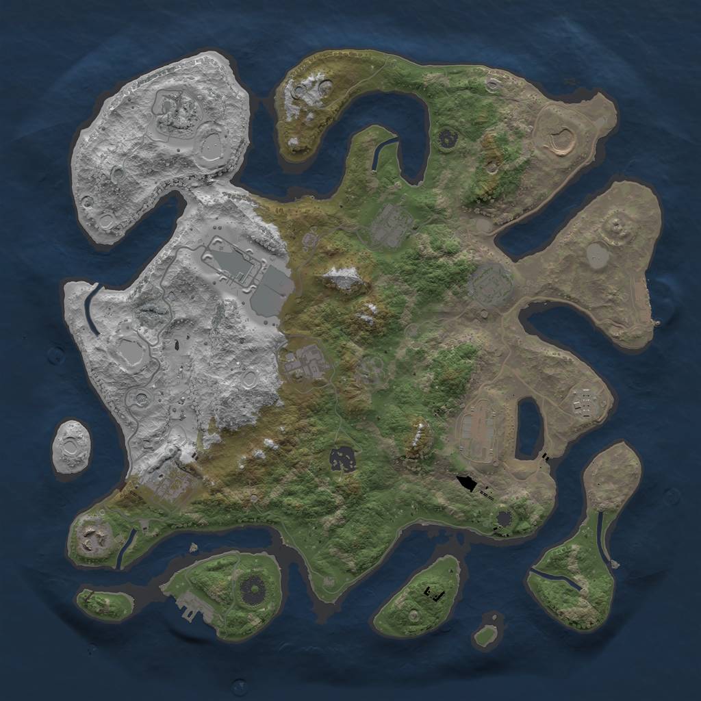 Rust Map: Procedural Map, Size: 3850, Seed: 1065202728, 19 Monuments