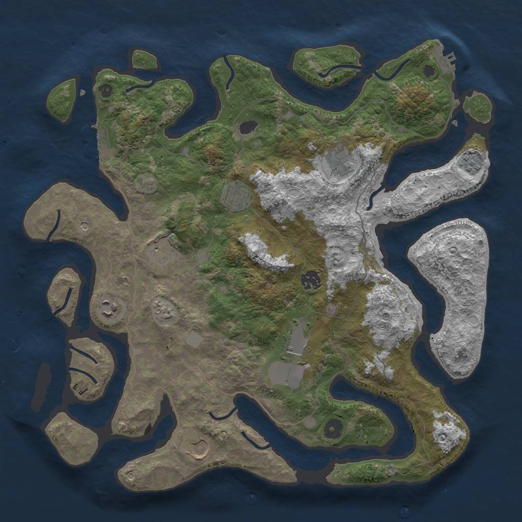 Rust Map: Procedural Map, Size: 4000, Seed: 865941, 16 Monuments