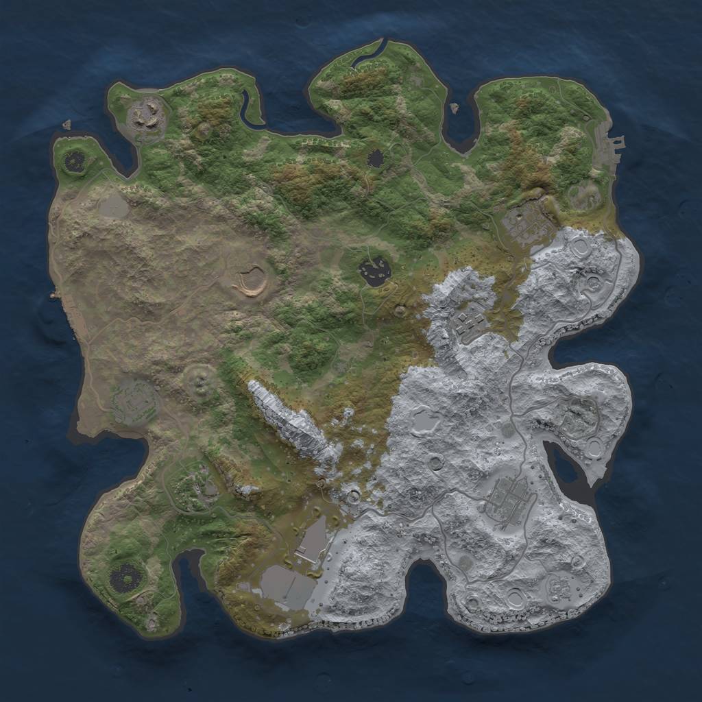 Rust Map: Procedural Map, Size: 3500, Seed: 321336329, 18 Monuments