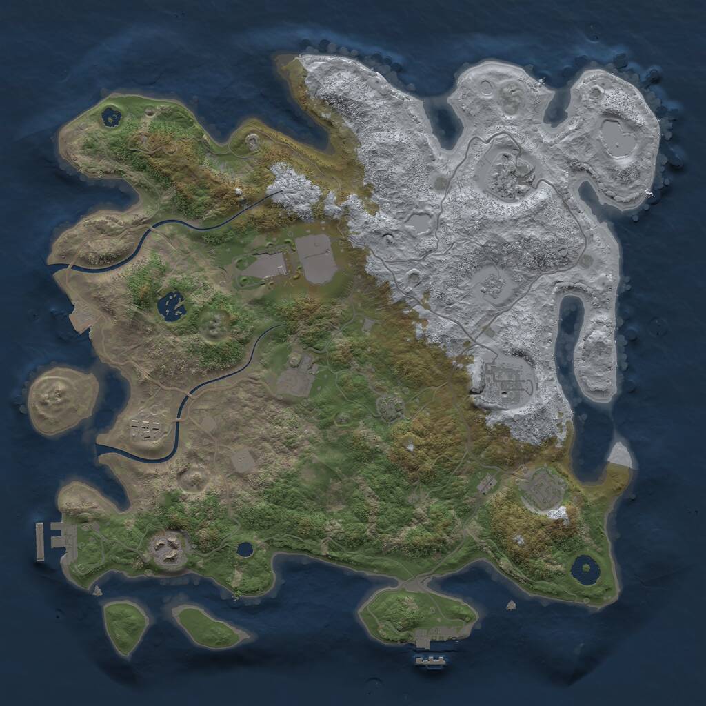 Rust Map: Procedural Map, Size: 3700, Seed: 1584468987, 13 Monuments