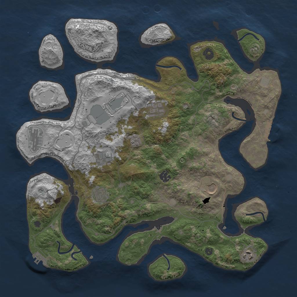 Rust Map: Procedural Map, Size: 4000, Seed: 910461, 17 Monuments