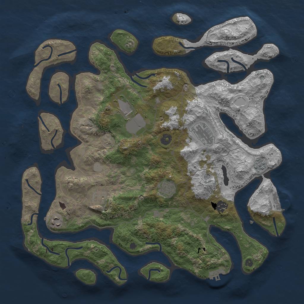 Rust Map: Procedural Map, Size: 4000, Seed: 16793373, 15 Monuments