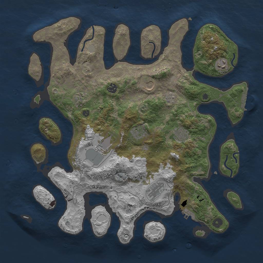 Rust Map: Procedural Map, Size: 4000, Seed: 781621, 17 Monuments