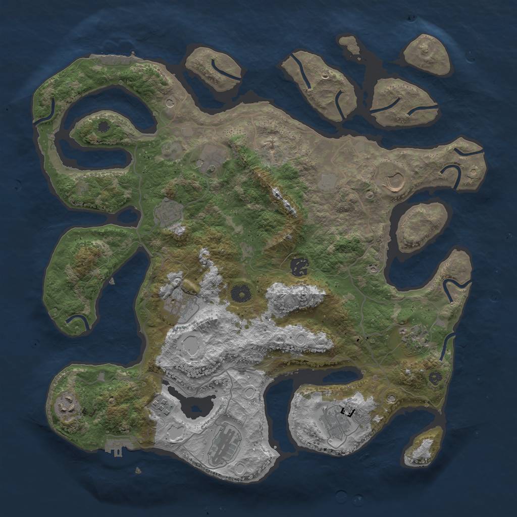 Rust Map: Procedural Map, Size: 4000, Seed: 711402, 18 Monuments
