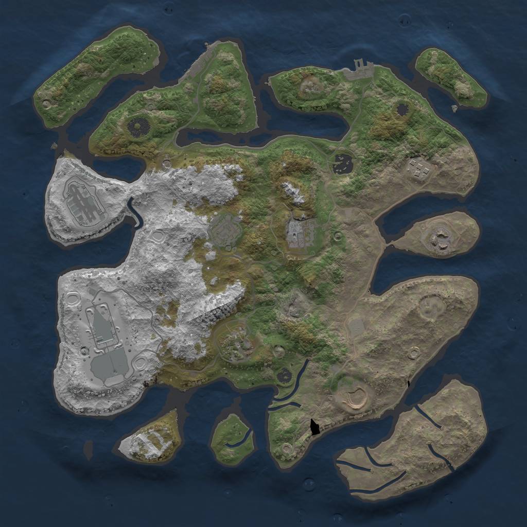 Rust Map: Procedural Map, Size: 3750, Seed: 654222, 17 Monuments