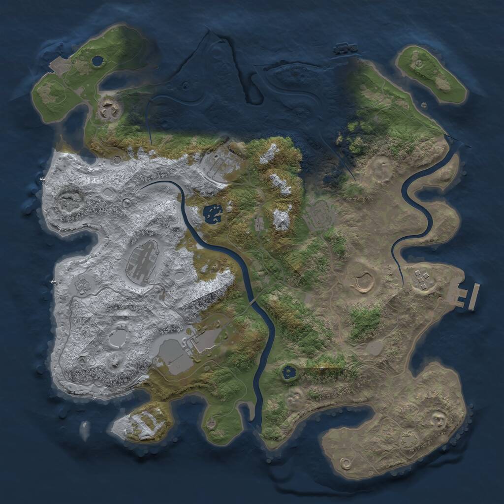 Rust Map: Procedural Map, Size: 3750, Seed: 654222, 14 Monuments