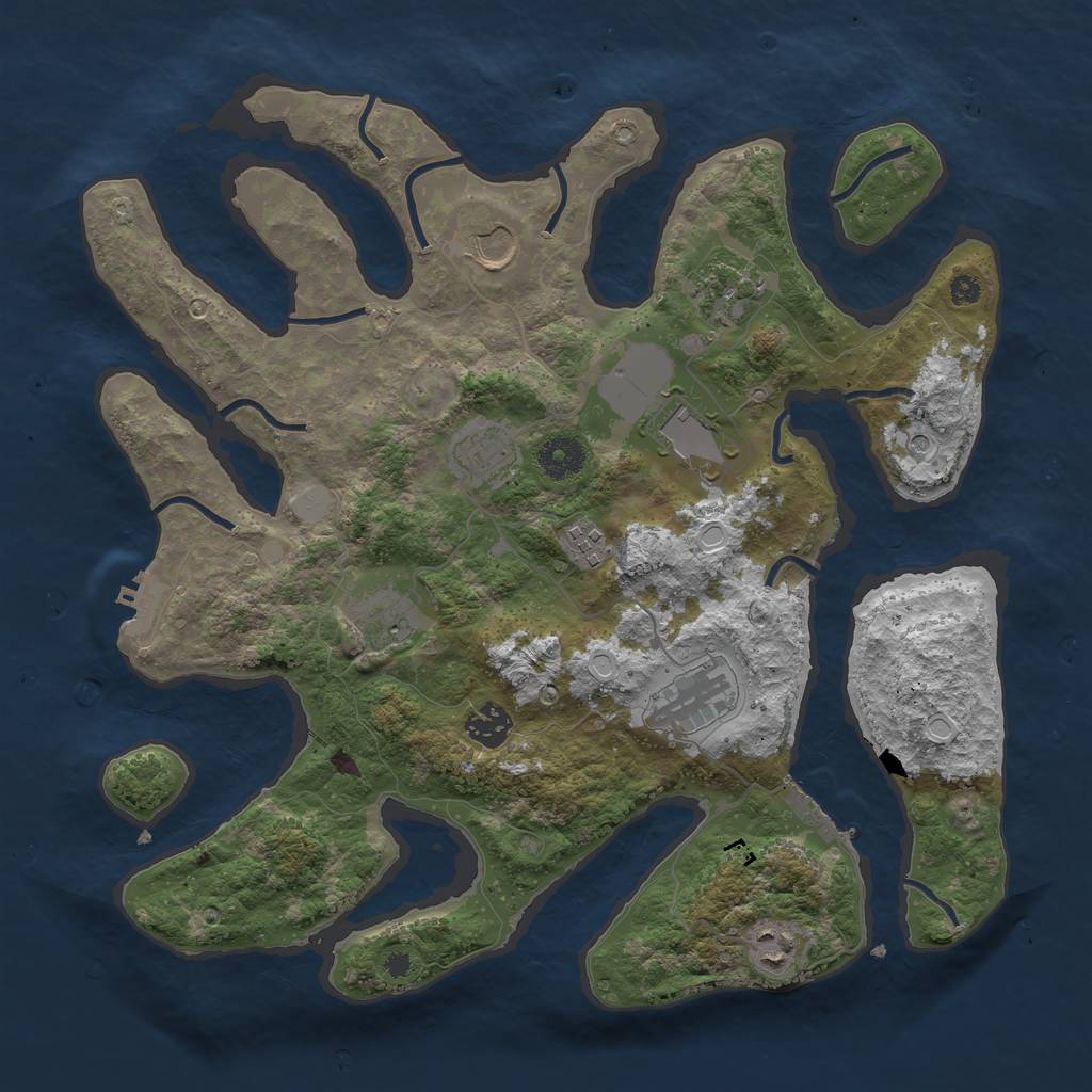 Rust Map: Procedural Map, Size: 3700, Seed: 1432756178, 17 Monuments