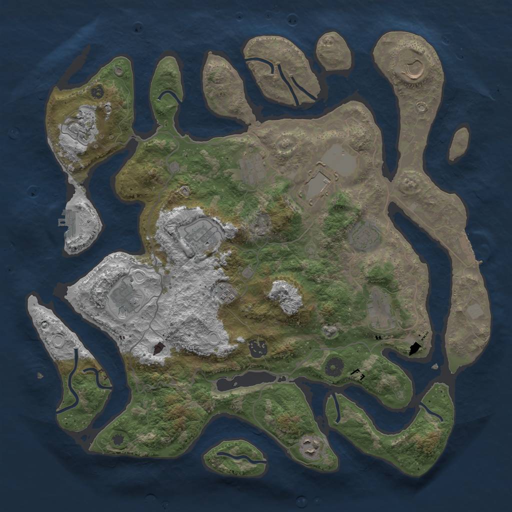 Rust Map: Procedural Map, Size: 4050, Seed: 2140733981, 19 Monuments