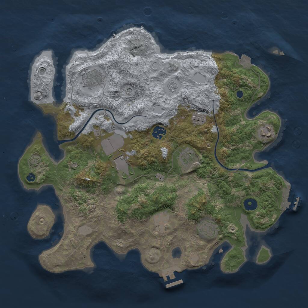 Rust Map: Procedural Map, Size: 3550, Seed: 166747, 14 Monuments
