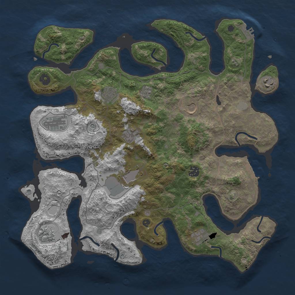 Rust Map: Procedural Map, Size: 4000, Seed: 431245, 18 Monuments