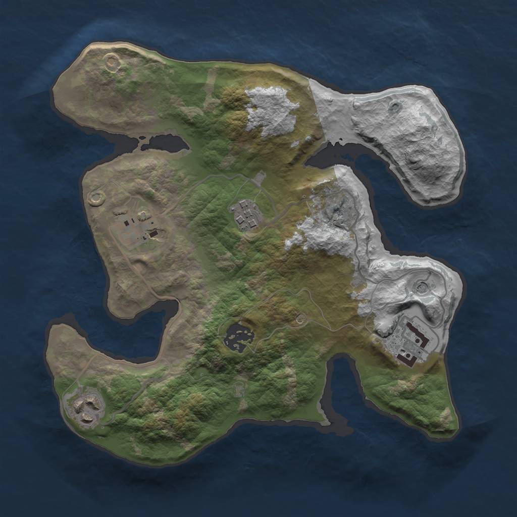 Rust Map: Barren, Size: 2700, Seed: 76467, 8 Monuments