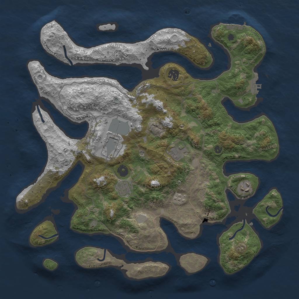 Rust Map: Procedural Map, Size: 4000, Seed: 493009, 14 Monuments