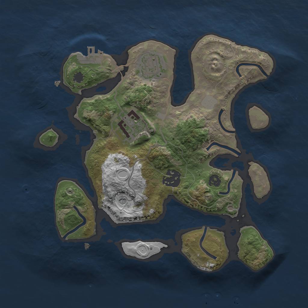 Rust Map: Procedural Map, Size: 2550, Seed: 33716394, 10 Monuments