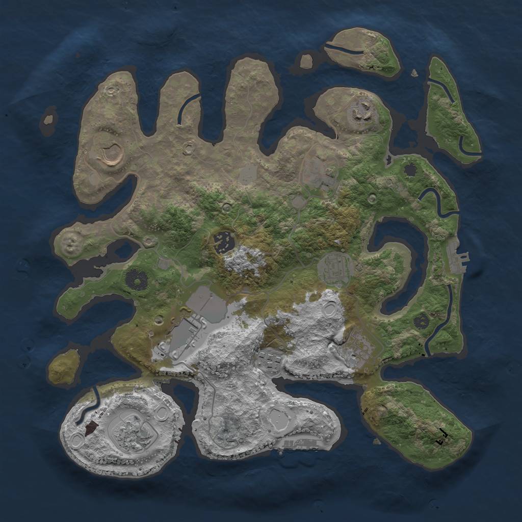 Rust Map: Procedural Map, Size: 3500, Seed: 6044188, 16 Monuments