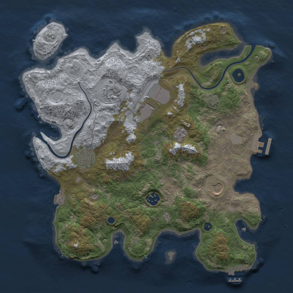 Rust Map: Procedural Map, Size: 3500, Seed: 1603773214, 12 Monuments