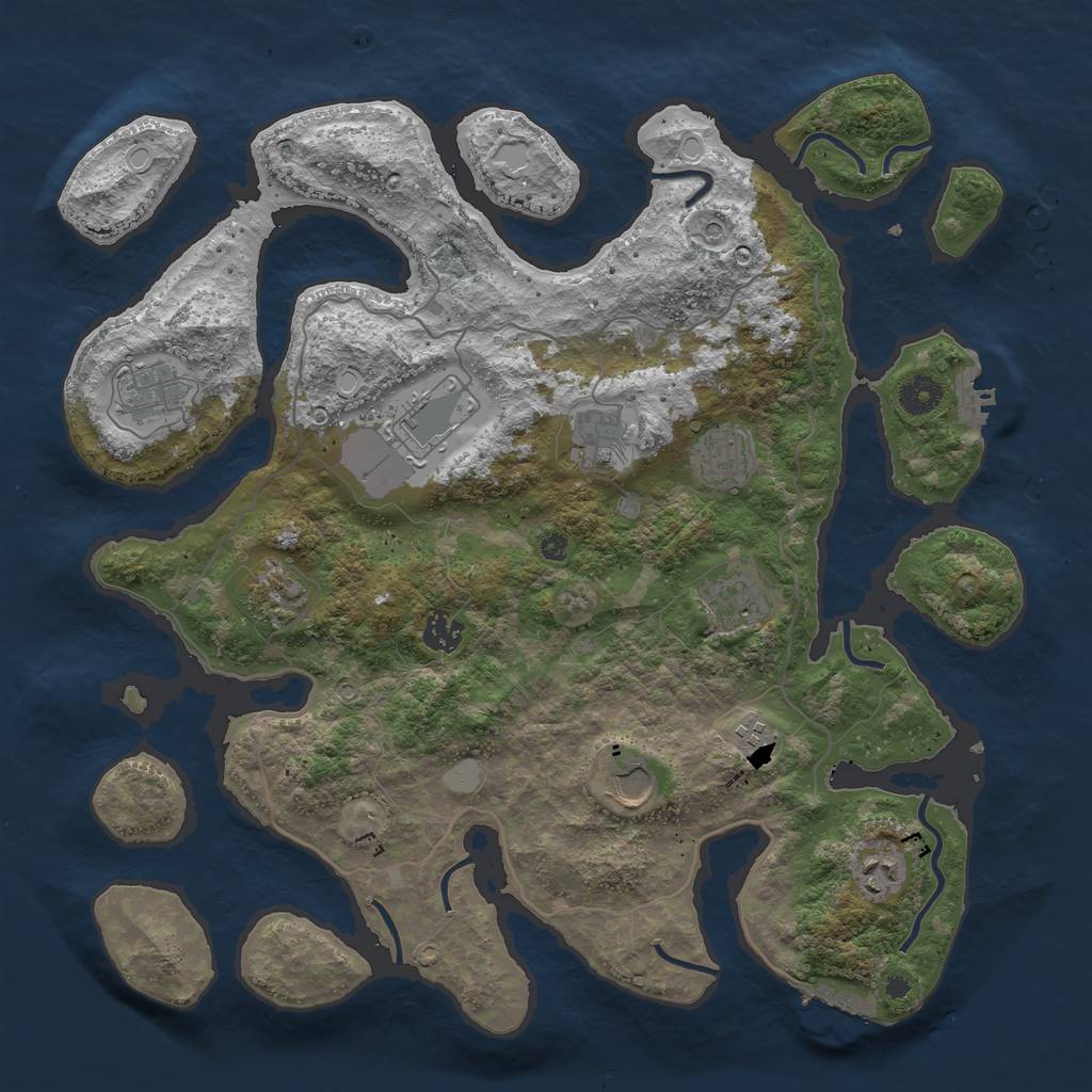 Rust Map: Procedural Map, Size: 4000, Seed: 451989, 18 Monuments