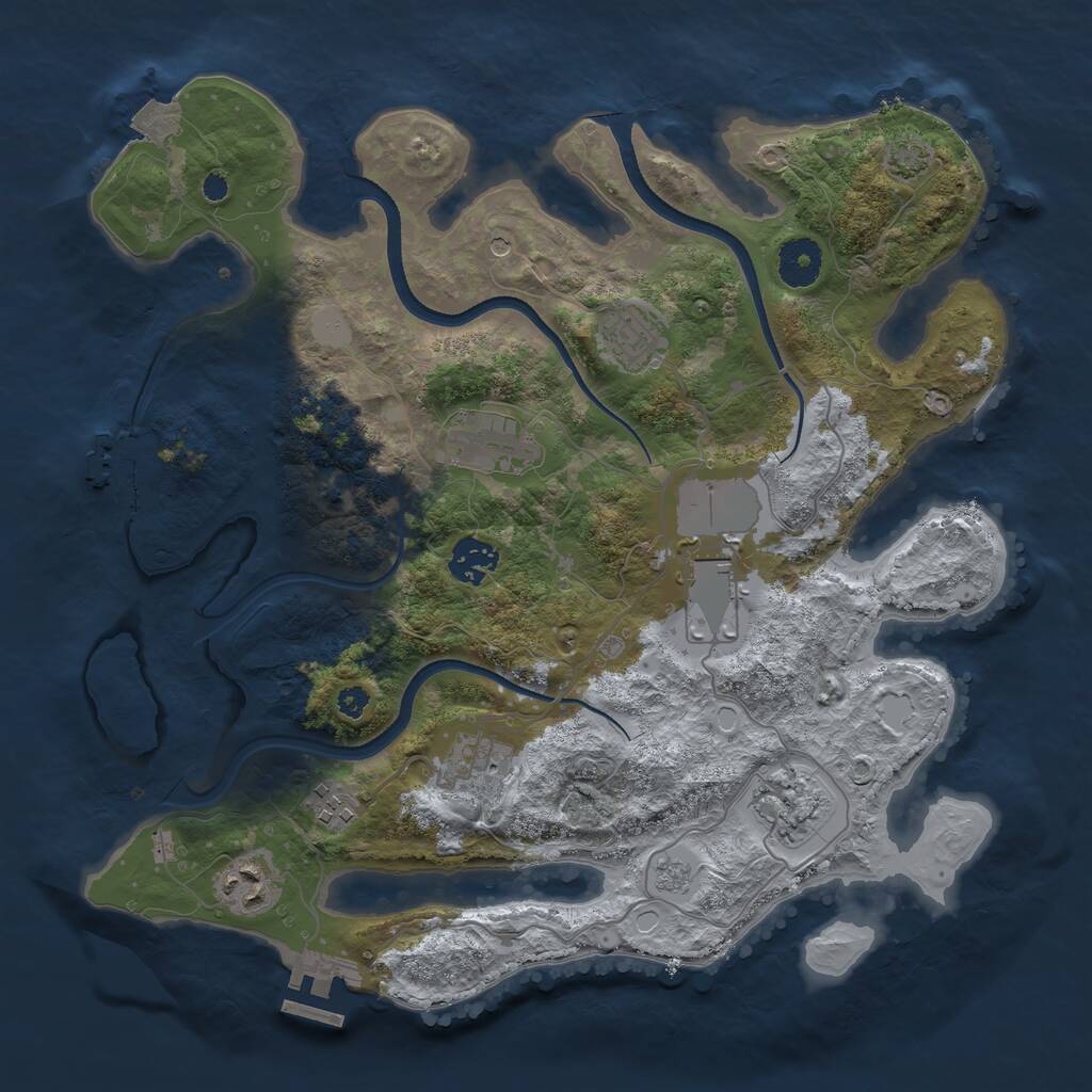 Rust Map: Procedural Map, Size: 3500, Seed: 1639387654, 14 Monuments
