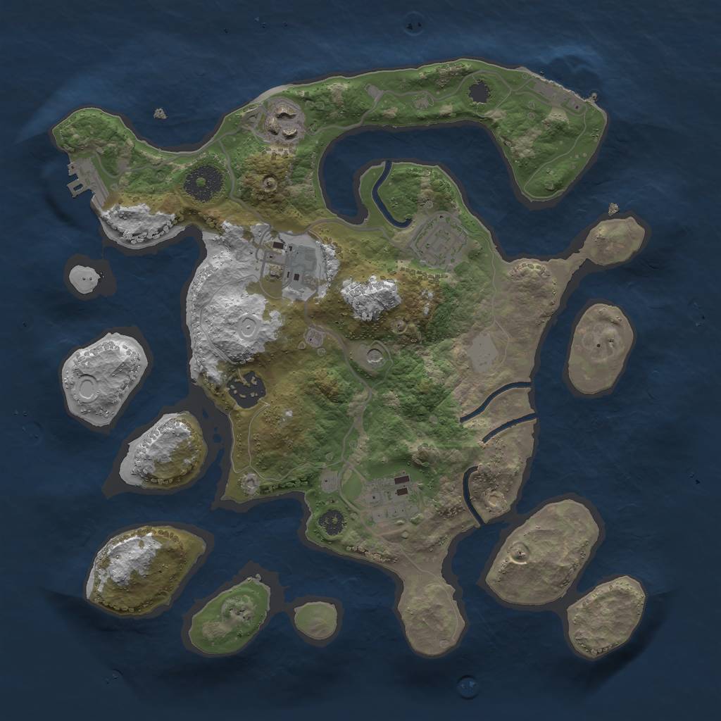 Rust Map: Procedural Map, Size: 3000, Seed: 1808262507, 13 Monuments