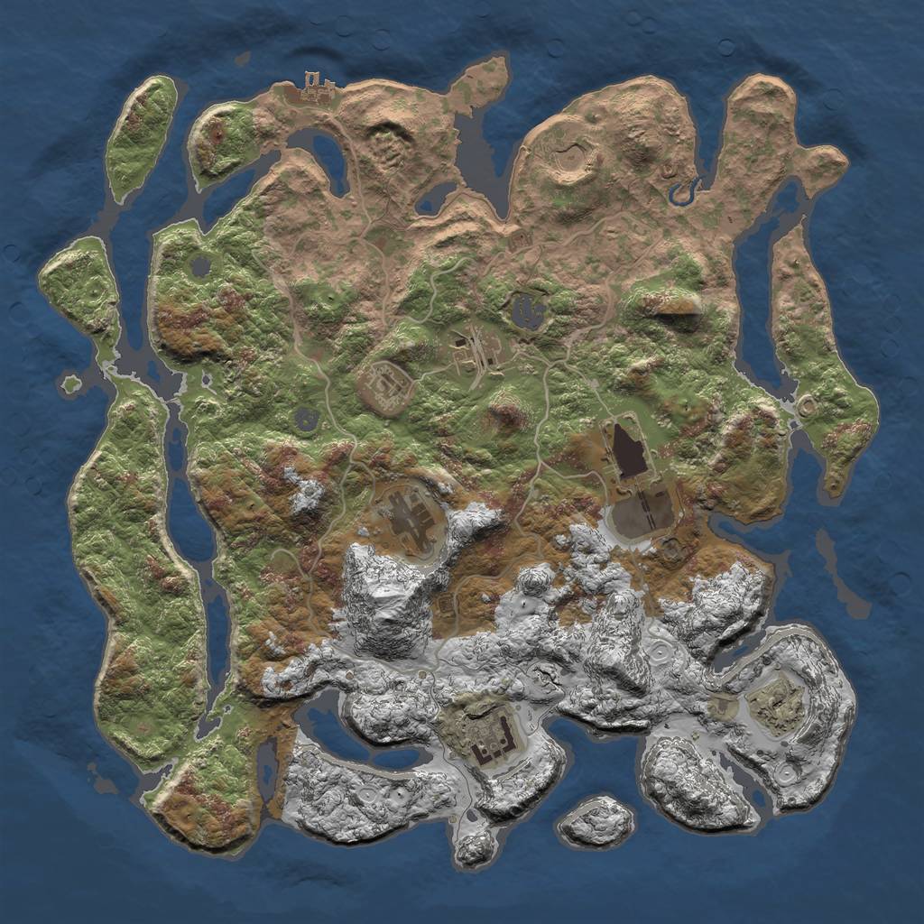 Rust Map: Procedural Map, Size: 4000, Seed: 658199799, 13 Monuments