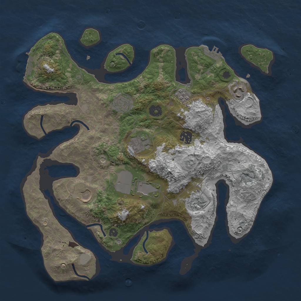 Rust Map: Procedural Map, Size: 3550, Seed: 790084, 16 Monuments