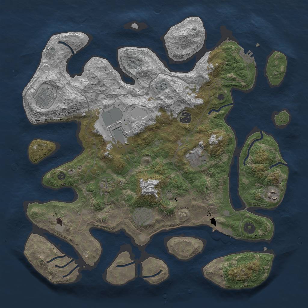 Rust Map: Procedural Map, Size: 4000, Seed: 37925, 16 Monuments