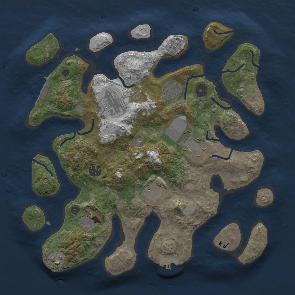 Rust Map: Procedural Map, Size: 3500, Seed: 615343, 16 Monuments