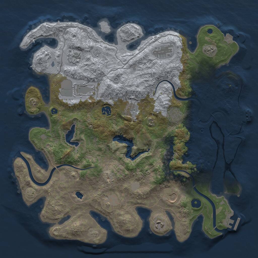 Rust Map: Procedural Map, Size: 4000, Seed: 619764, 16 Monuments
