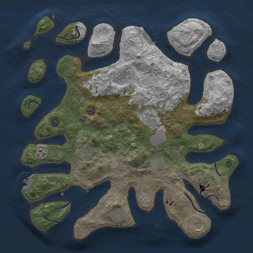 Rust Map: Procedural Map, Size: 4000, Seed: 673774, 17 Monuments