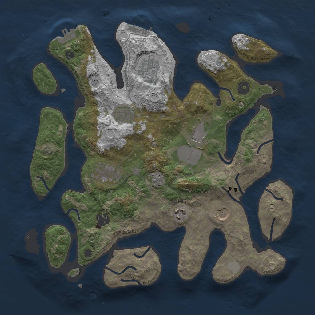 Rust Map: Procedural Map, Size: 3550, Seed: 603917, 16 Monuments