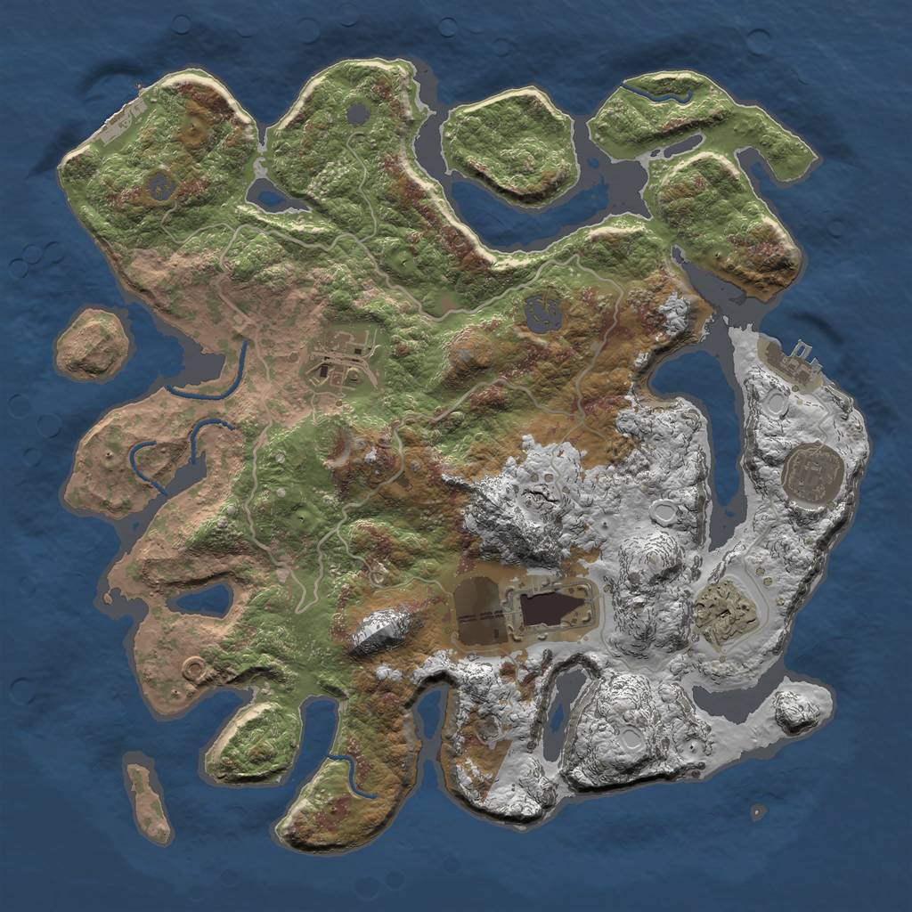 Rust Map: Procedural Map, Size: 3500, Seed: 87153, 11 Monuments