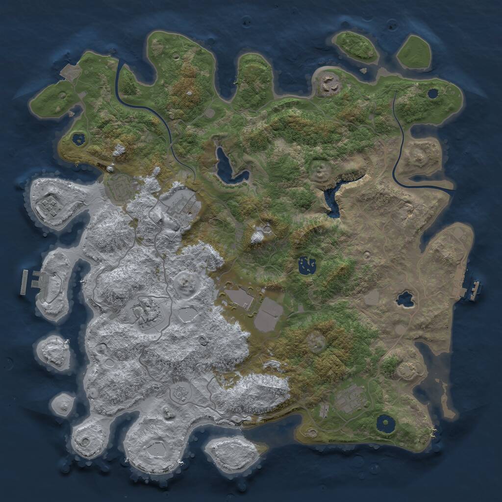 Rust Map: Procedural Map, Size: 4000, Seed: 464898854, 14 Monuments