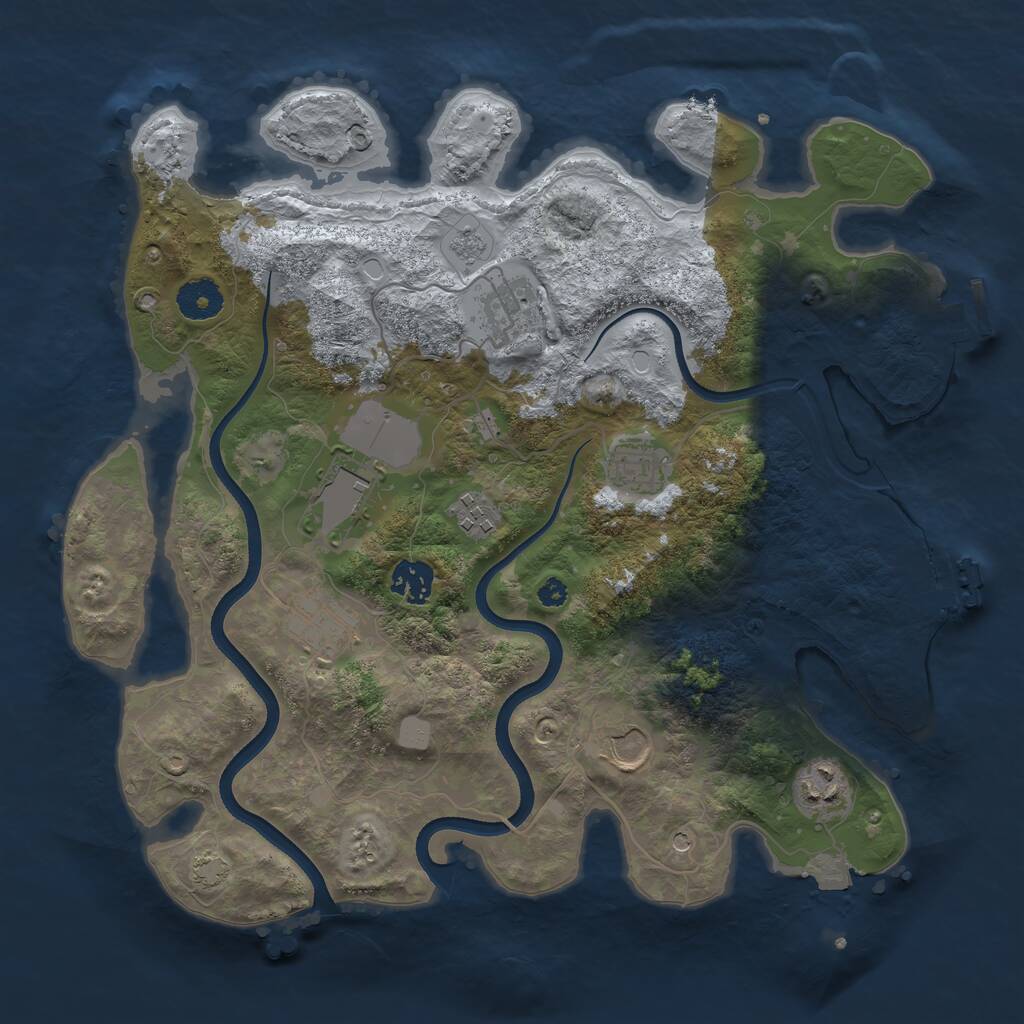Rust Map: Procedural Map, Size: 3550, Seed: 955861, 14 Monuments