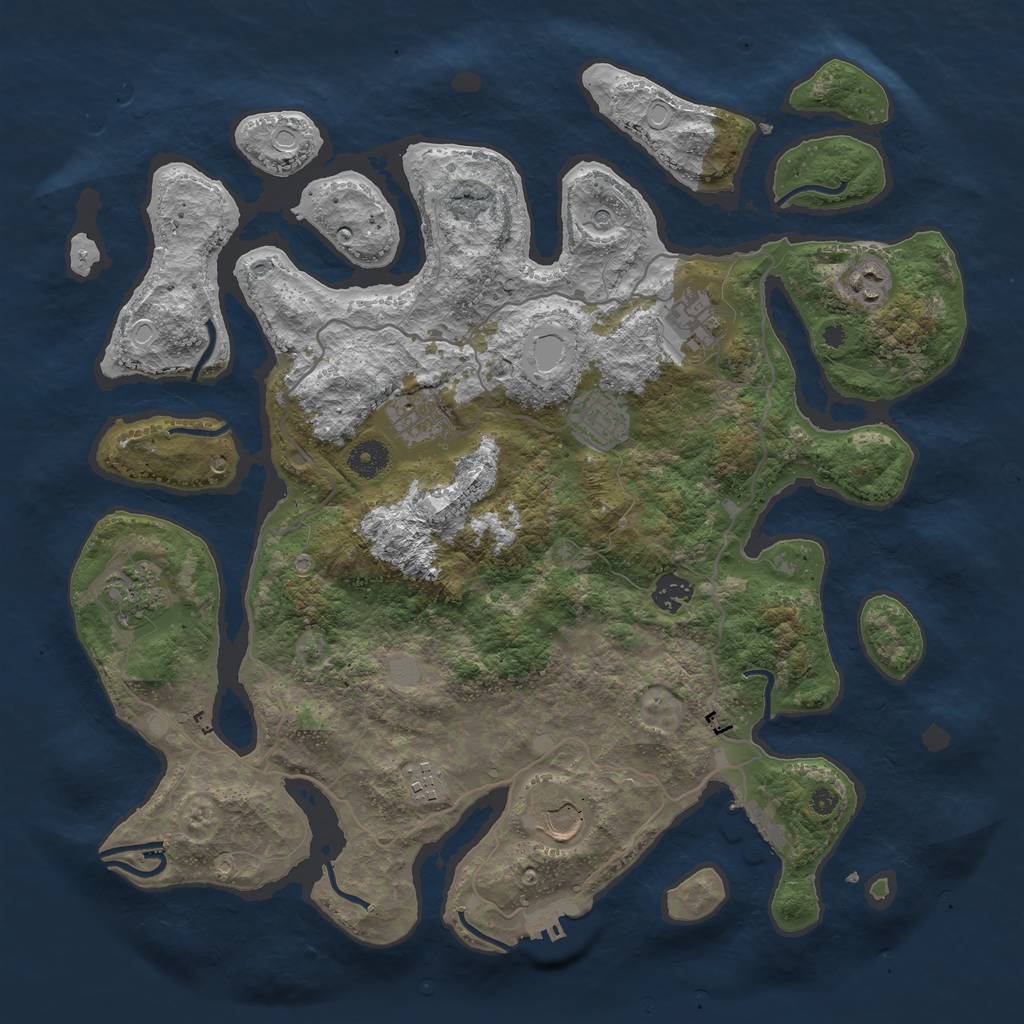 Rust Map: Procedural Map, Size: 4000, Seed: 741971, 16 Monuments