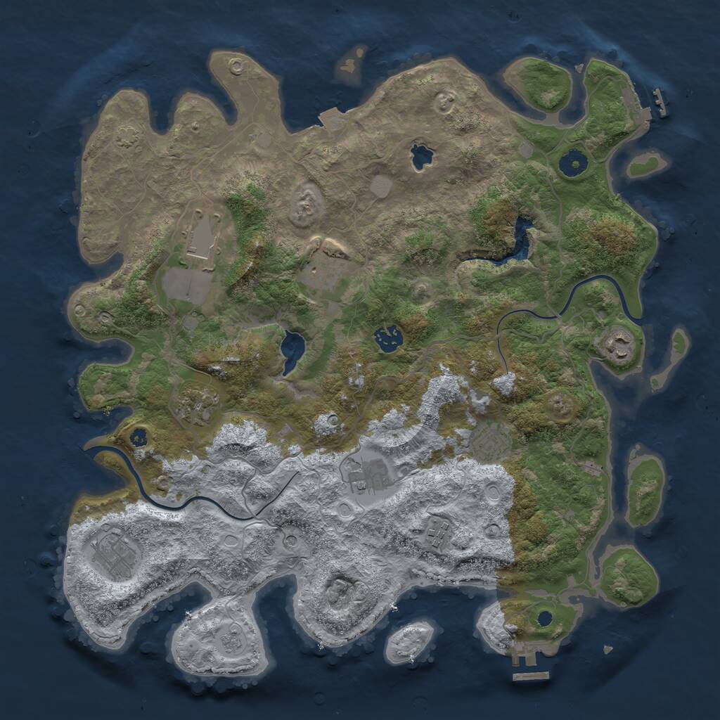 Rust Map: Procedural Map, Size: 4000, Seed: 516851, 15 Monuments