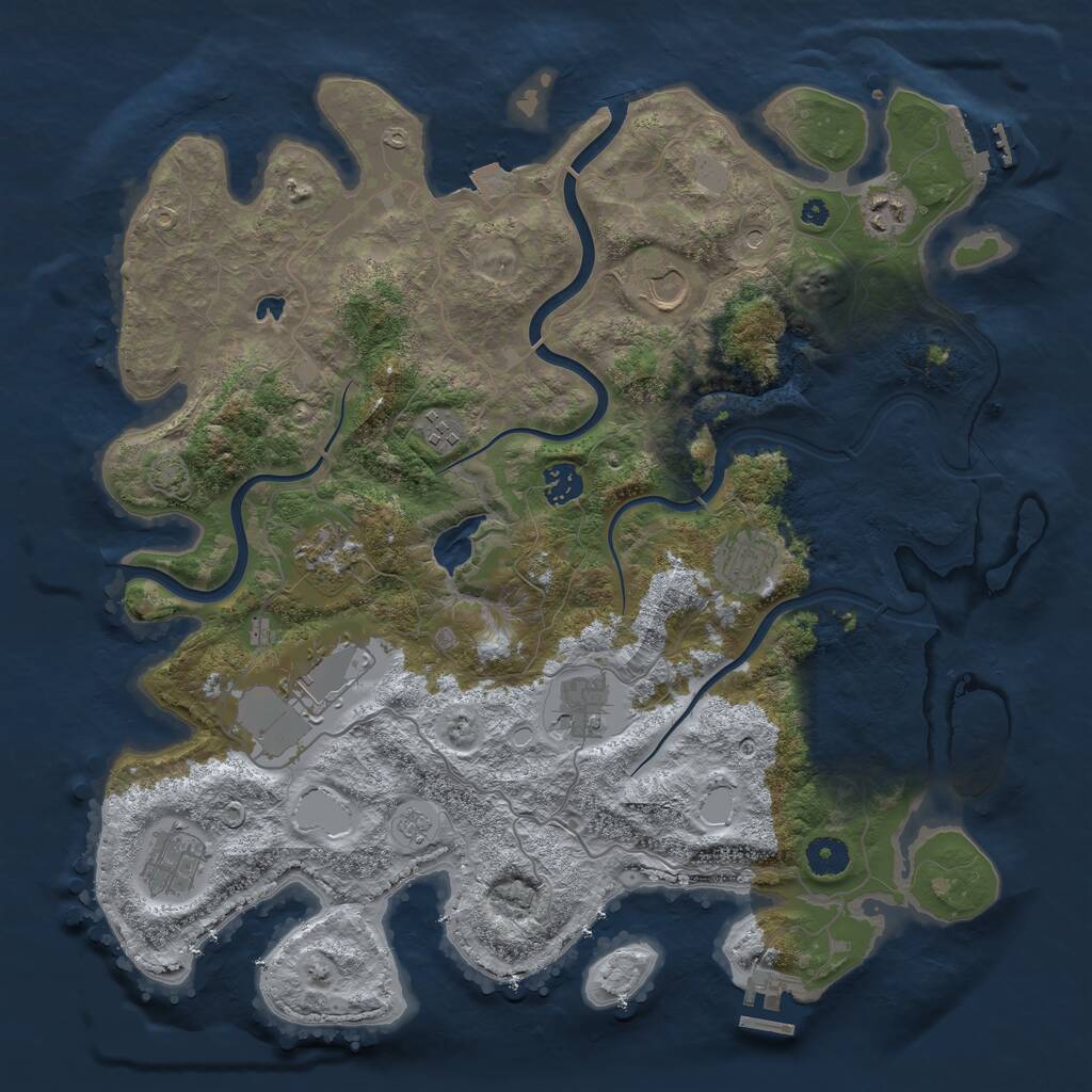 Rust Map: Procedural Map, Size: 4000, Seed: 516851, 15 Monuments