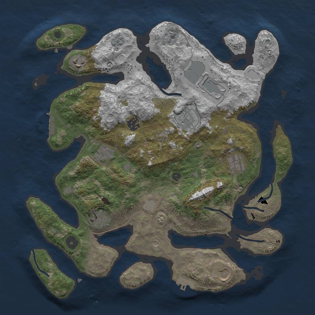 Rust Map: Procedural Map, Size: 3800, Seed: 158500177, 17 Monuments