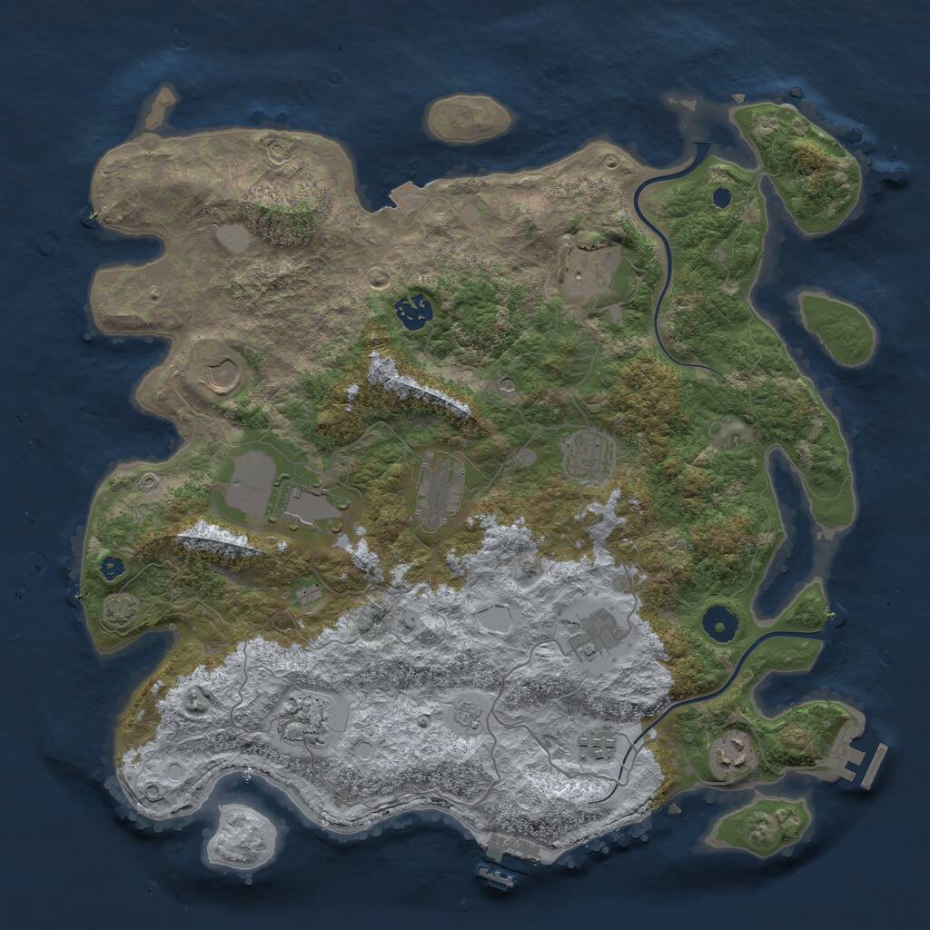 Rust Map: Procedural Map, Size: 3950, Seed: 1083194981, 16 Monuments